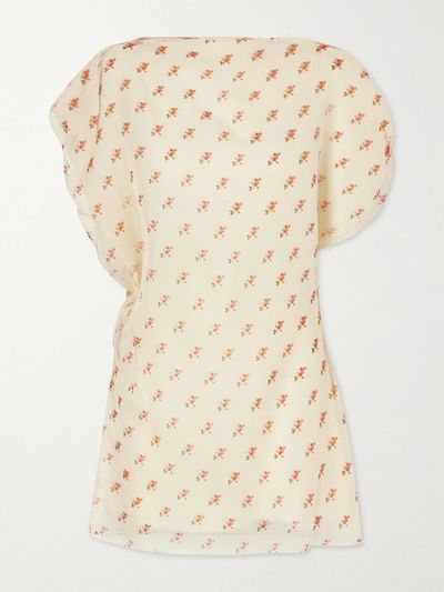 KHAITE Erin floral-print silk-organza mini dress