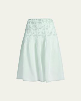 Khaite Florence Twist Pleated Silk-Blend Midi Skirt