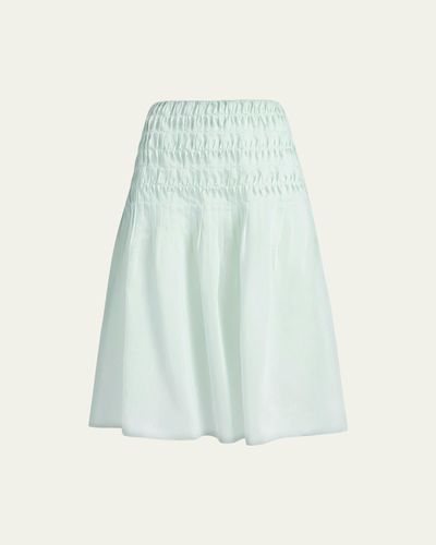 Khaite Florence Twist Pleated Silk-Blend Midi Skirt