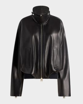 Khaite Hamett Leather Oversized Bomber Jacket