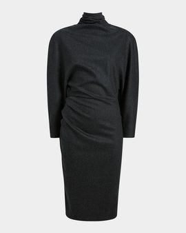 Khaite Harlin Stretch Wool-Cashmere Turtleneck Knee-Length Dress