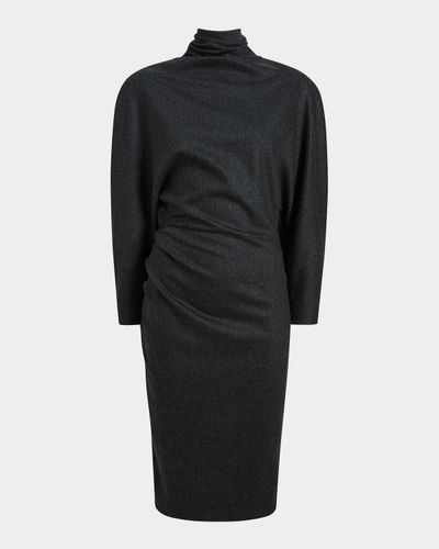 Khaite Harlin Stretch Wool-Cashmere Turtleneck Knee-Length Dress
