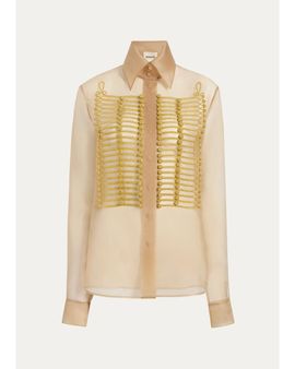 Khaite Ivy Beaded Silk Shirt