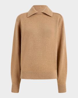 Khaite Jackson Wool-Cashmere Spread-Collar Sweater