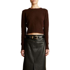 Khaite Khaite Aroon Rustic Crew Neck Crop Cashmere Sweater