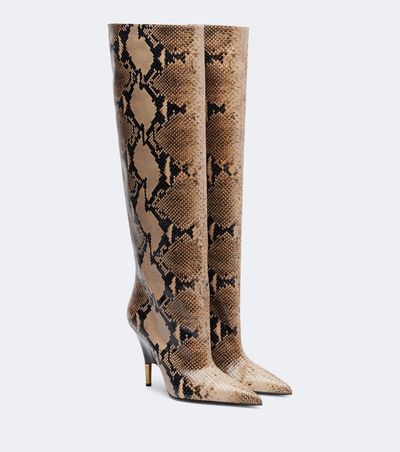 Khaite Khaite Bella snake-effect leather knee-high boots