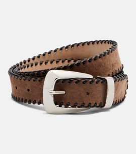 Khaite Khaite Benny leather-trimmed suede belt