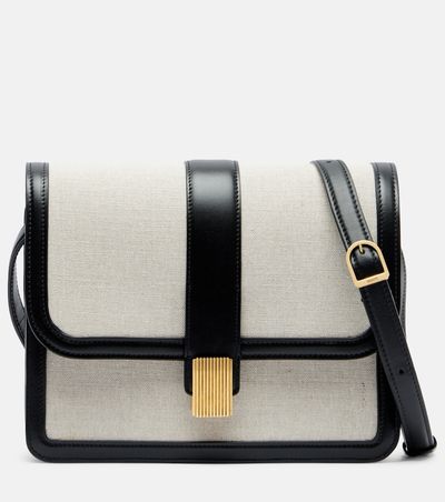 Khaite Khaite Blake leather-trimmed canvas crossbody bag