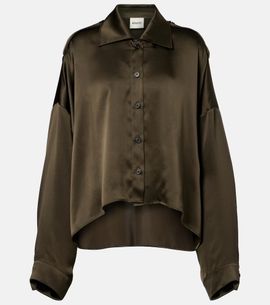 Khaite Khaite Bodine asymmetric silk satin shirt