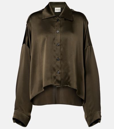Khaite Khaite Bodine asymmetric silk satin shirt