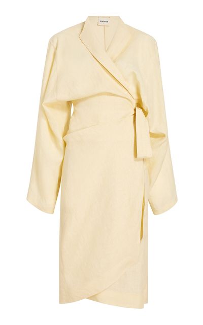 Khaite Khaite Censa TieFront Linen Midi Dress