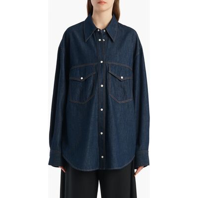 Khaite Khaite Christensen Oversize Denim Snap-Up Shirt