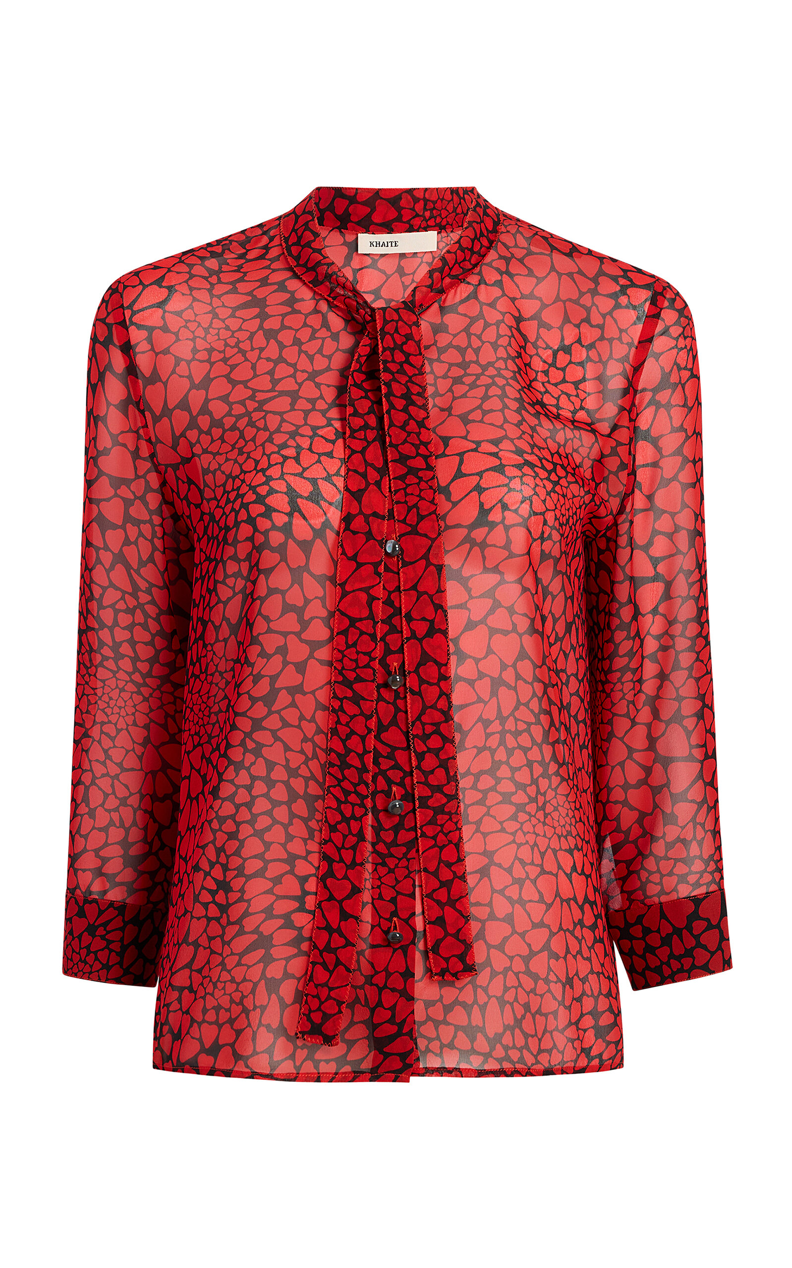Khaite Khaite Dolly HeartPrint Silk Chiffon Top