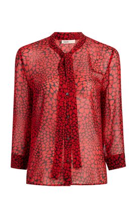 Khaite Khaite Dolly HeartPrint Silk Chiffon Top