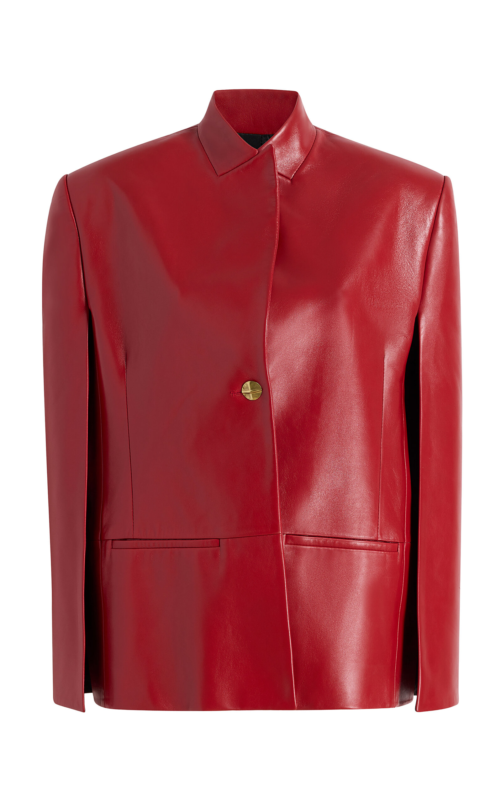 Khaite Khaite Dolso CapeSleeve Plonge Leather Jacket Red