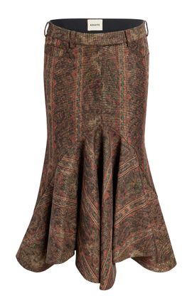 Khaite Khaite Inez Paisley WoolSilk Crepe de Chine Midi Skirt