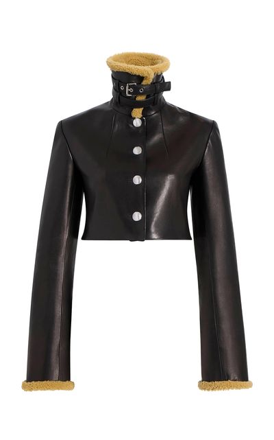 Khaite Khaite Jodie ShearlingTrimmed Leather Jacket Black