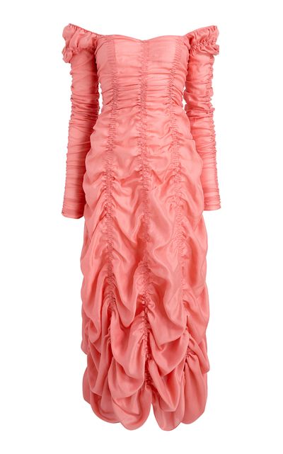 sweetheart dress pink Pink Chiffon Tiered A-line Sweetheart Neck Prom Dresses With Bow, MP980