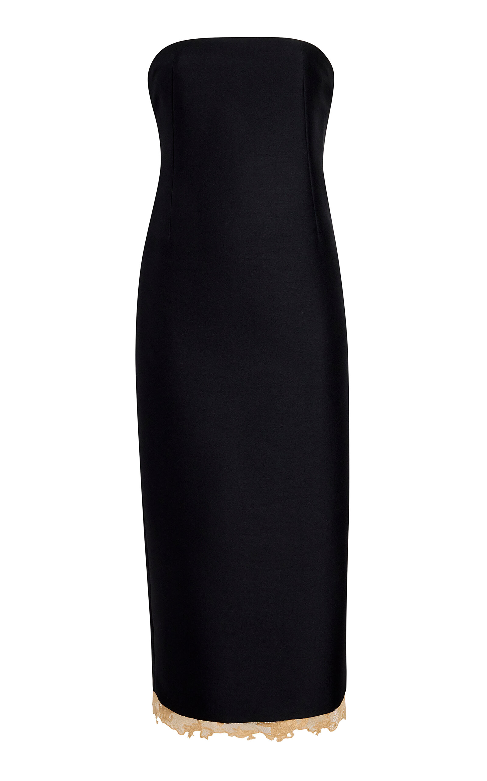 Khaite Khaite Linea Strapless WoolSilk Midi Dress