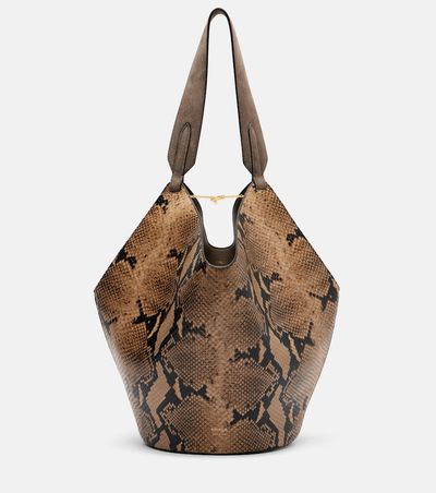 Khaite Khaite Lotus Small snake-effect leather tote bag