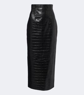 Khaite Khaite Loxley croc-effect leather midi skirt