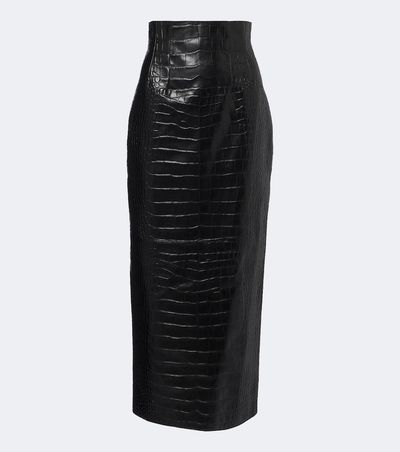 Khaite Khaite Loxley croc-effect leather midi skirt