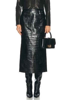 KHAITE KHAITE Loxley Embossed Alligator Skirt
