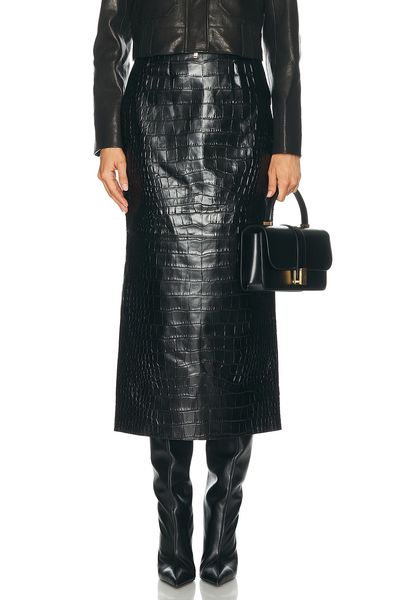 KHAITE KHAITE Loxley Embossed Alligator Skirt