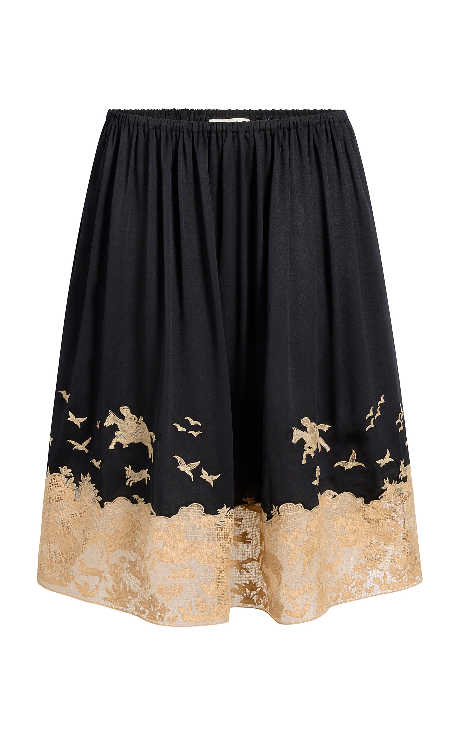 Khaite Khaite Lucina Embroiered Silk Midi Skirt
