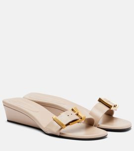 Khaite Khaite Manhattan leather wedge mules