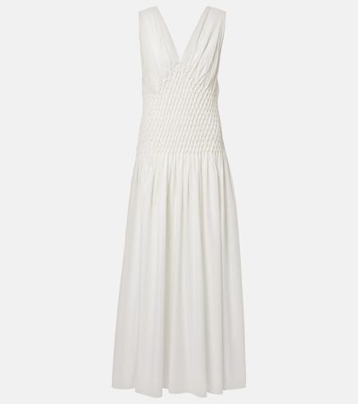 Khaite Khaite Nola smocked cotton poplin maxi dress