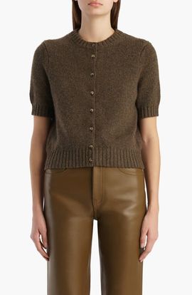 Khaite Khaite Nora Short Sleeve Stretch Cashmere Cardigan