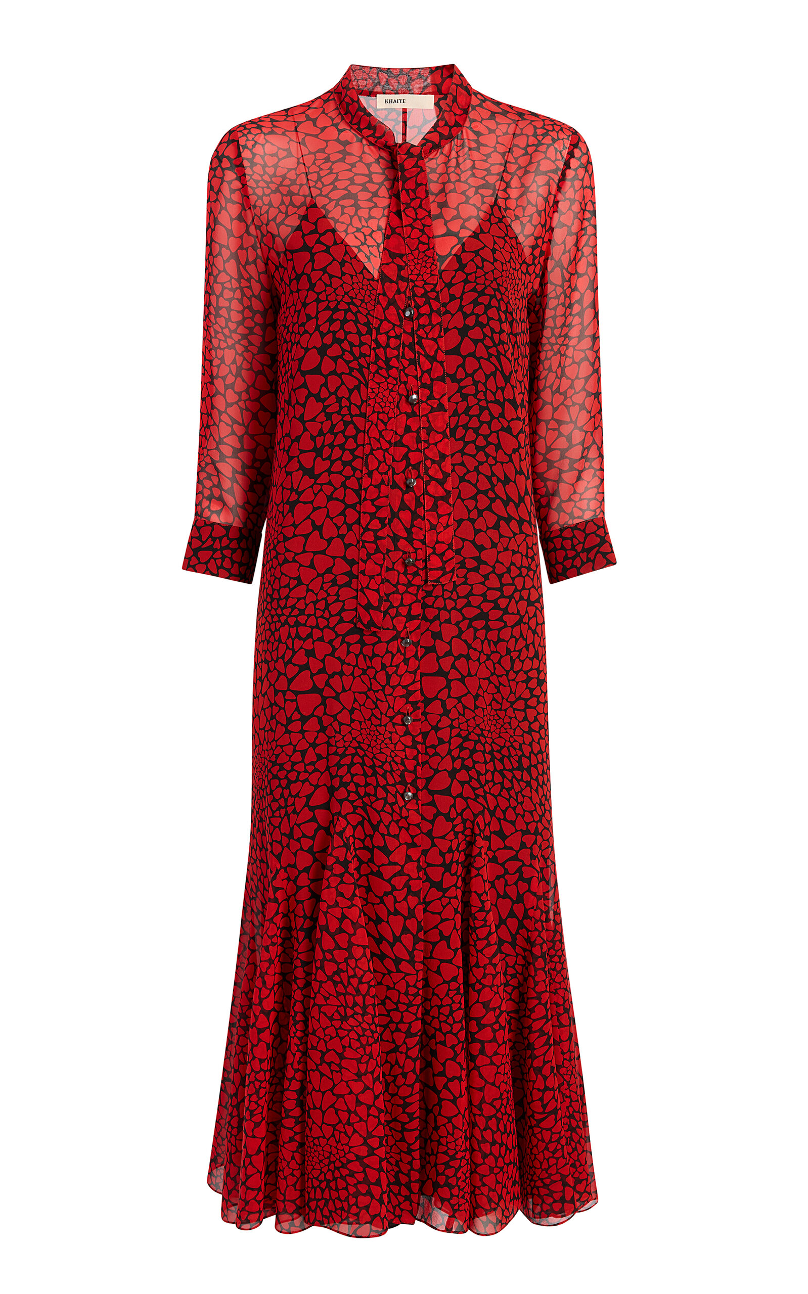 Khaite Khaite Odelia HeartPrint Silk Chiffon Maxi Dress