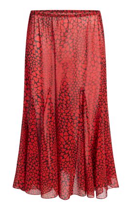 Khaite Khaite Ophelia HeartPrint Silk Chiffon Midi Skirt