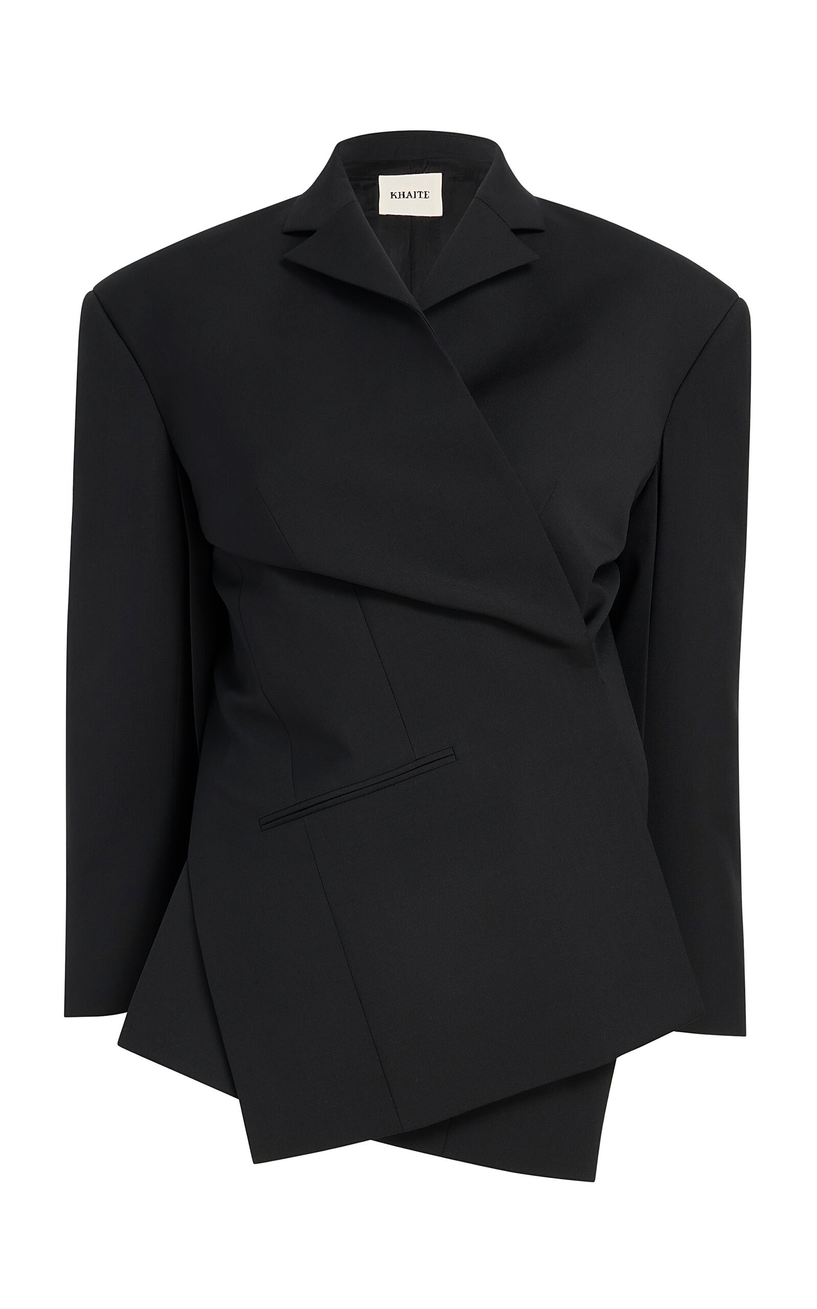 Khaite Khaite Palto WoolSilk Cady Wrap Jacket Black