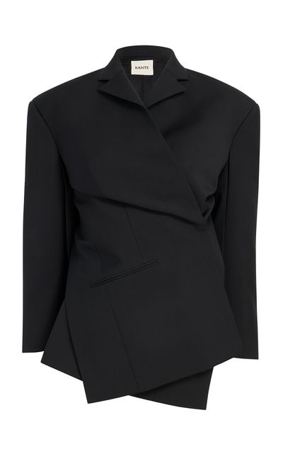 Khaite Khaite Palto WoolSilk Cady Wrap Jacket Black