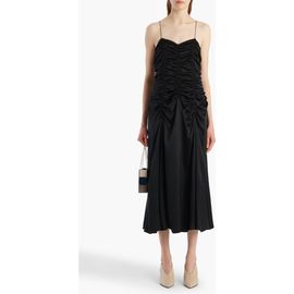 Khaite Khaite Raina Ruched Silk Midi Slipdress
