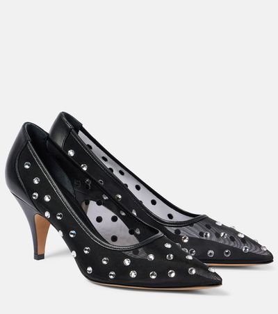 Khaite Khaite River embellished leather-trimmed pumps