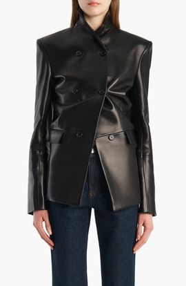 Khaite Khaite Rolo Double Breasted Lambskin Leather Jacket