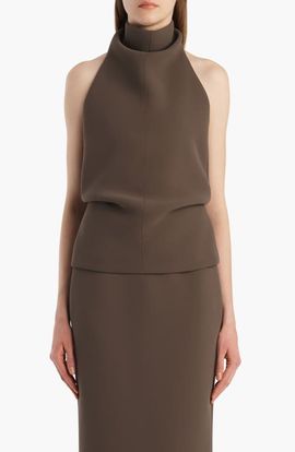 Khaite Khaite Rone Funnel Neck Double Face Crepe Halter Top