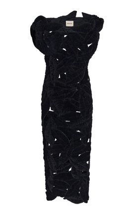 Khaite Khaite Ronelle Leaf Velvet Midi Dress