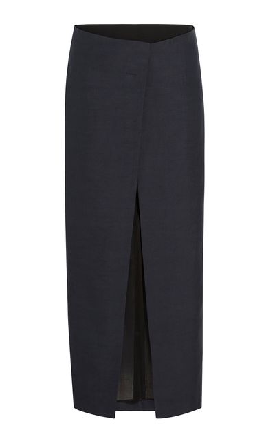 Khaite Khaite Tal Split Linen Skirt
