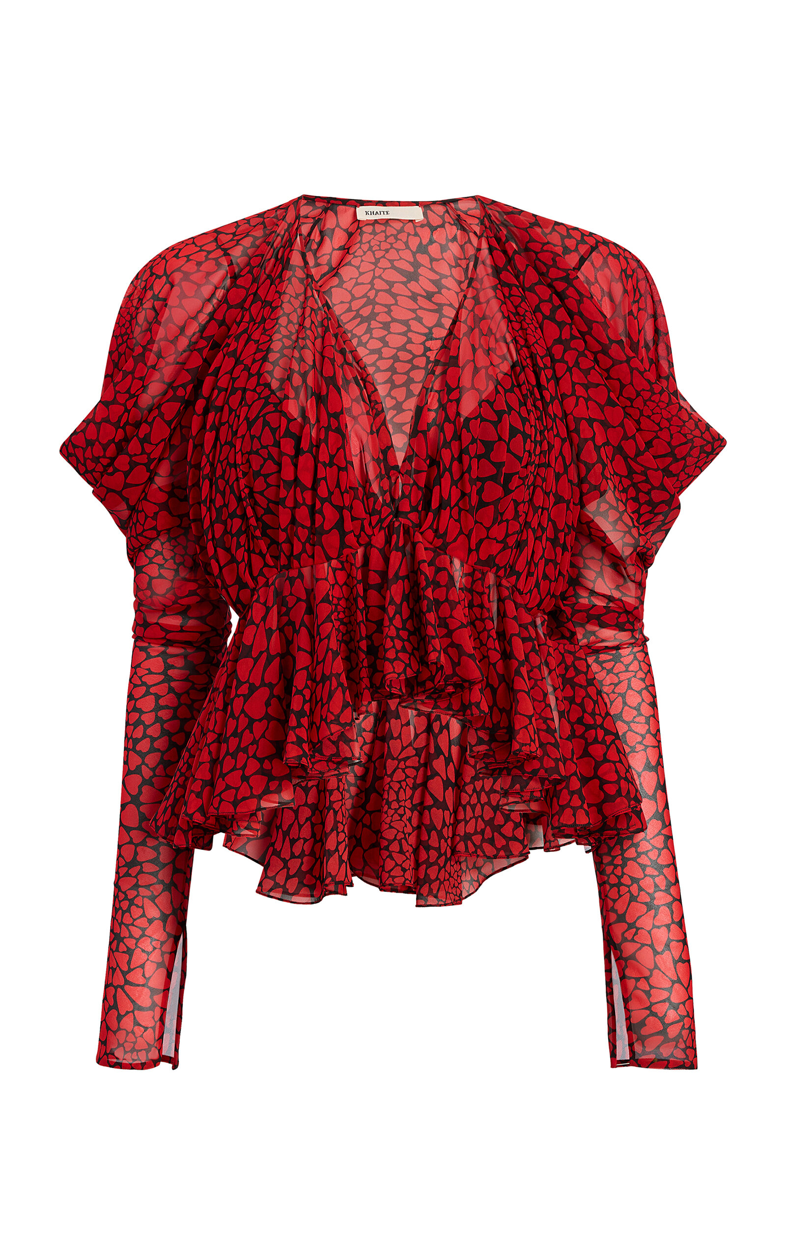 Khaite Khaite Tylar HeartPrint Silk Chiffon Top