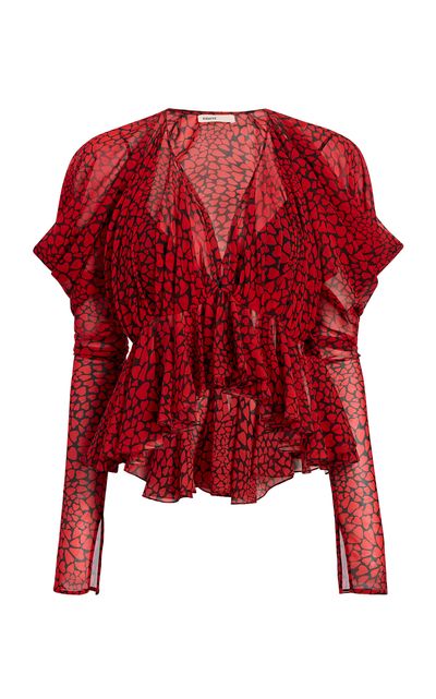 Khaite Khaite Tylar HeartPrint Silk Chiffon Top