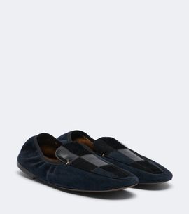 Khaite Khaite Zoe patchwork suede and leather slip-on shoes