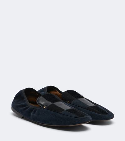 Khaite Khaite Zoe patchwork suede and leather slip-on shoes