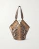 KHAITE Lotus Small suede-trimmed snake-effect leather tote - 1