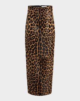 Khaite Loxley Leopard-Print Ponyhair Maxi Skirt