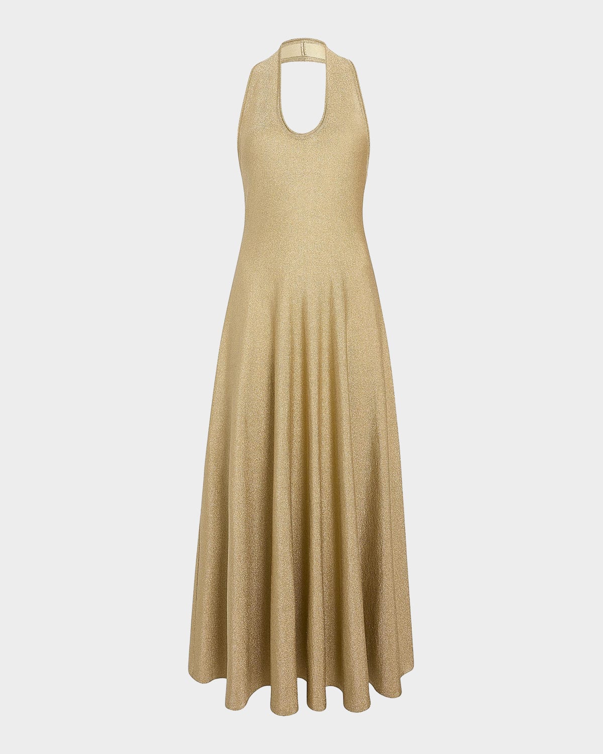 Khaite Melina Metallic Halter Cocktail Dress