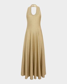 Khaite Melina Metallic Halter Cocktail Dress